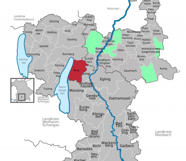 Grossansicht in neuem Fenster: Geografische Lage der Gemeinde Berg am Starnberger See